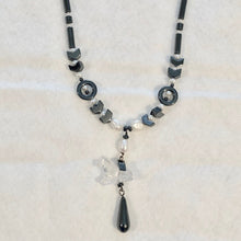 Load image into Gallery viewer, Hematite Freshwater Pearl Quartz and Silver Necklace 210656 - PremiumBead Primary Image 1