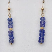 Load image into Gallery viewer, Tanzanite Faceted Roundel Bead 14K Gold Filled Earrings| 1.5" Long|Bluish Violet