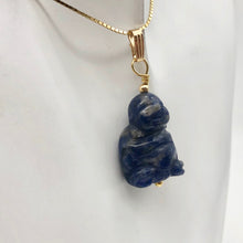 Load image into Gallery viewer, Namaste Hand Carved Sodalite Buddha and 14K Gold Filled Pendant, 1.5" Long - PremiumBead Alternate Image 4