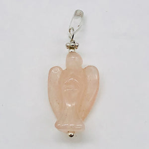 On the Wings of Angels Rose Quartz Sterling Silver 1.5" Long Pendant 509284RQS