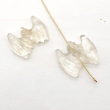Load image into Gallery viewer, 2 Hand Carved Natural Quartz Bat Beads | 21x16x5mm | Clear