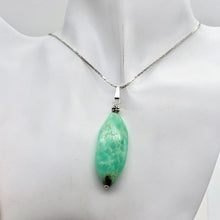 Load image into Gallery viewer, Glowing Green Natural Chrysoprase Marquis Sterling Silver Pendant | 2 1/8" Long|