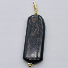 Load image into Gallery viewer, Hypersthene Rectangle Dangle 14K Gold Filled Pendant| 2 1/2" Long| Black/Silver|