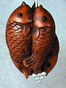 Pisces Hand Carved & Signed Boxwood Fish Ojime/Netsuke Bead | 22x15x10mm | Brown - PremiumBead Alternate Image 2