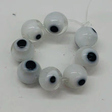 Load image into Gallery viewer, Lampwork Glass Eye Round Beads | 8 mm | White | 8 Beads }