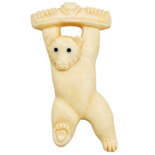 Load image into Gallery viewer, Waterbuffalo Bone Performing Bear | 58x32x6mm | Cream | 1 Bead