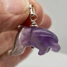 Load image into Gallery viewer, Amethyst Dolphin Sterling Silver Pendant | 1.5" Long | Purple | Dolphin | - PremiumBead Alternate Image 3