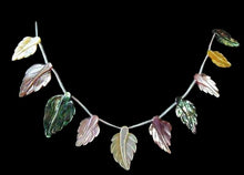 Load image into Gallery viewer, Abalone Pink and Golden Mother of Pearl Shell Carved Leaf Bead Strand 104321B