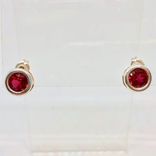 Load image into Gallery viewer, July! 7mm Lab Rubies & Sterling Silver Earrings 9780Gb - PremiumBead Alternate Image 3
