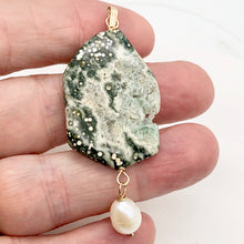 Load image into Gallery viewer, Ocean Jasper and Pearl 14K Gold Filled Pendant | 2 3/4 Inch Long |