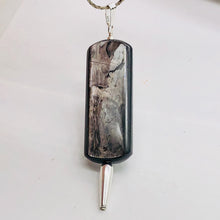 Load image into Gallery viewer, Hypersthene, Flat Rounded Rectangle Dangle Pendant| 2 1/2 ' Long | Black/Silver|