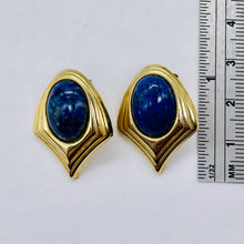 Load image into Gallery viewer, Sugilite Gold Tone Oval Earrings | 1x3/4 Inch | Blue | 1 Pair |