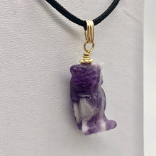 Load image into Gallery viewer, Amethyst Hand Carved Hooting Owl & 14Kgf Gold Filled 1 3/8" Long Pendant 509297AMG - PremiumBead Alternate Image 9