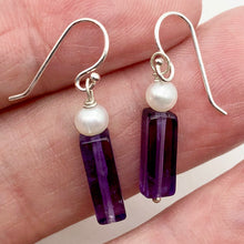 Load image into Gallery viewer, Enchanting Deep Amethyst and Pearl Sterling Silver Earrings! | 1 1/4" Long | - PremiumBead Alternate Image 2