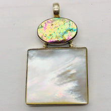 Load image into Gallery viewer, Abalone/Mother of Pearl Sterling Silver Drop Pendant | 2 1/4" Long | Blue/White|