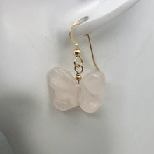 Load image into Gallery viewer, Rose Quartz Butterfly 14Kgf Gold Earrings | Semi Precious Stone Jewelry |