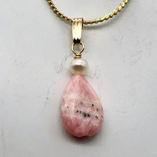 Load image into Gallery viewer, Rhodochrosite and Pearl 14K Gold Filled Pendant | 1 1/8 Inch Long | - PremiumBead Alternate Image 3