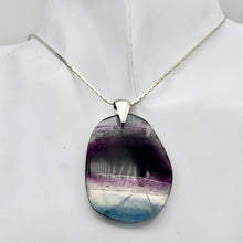 Load image into Gallery viewer, Fluorite Freeform Sterling Silver Pendant Dramatic| 1 3/4" | Purple/Teal |Oval | - PremiumBead Alternate Image 3