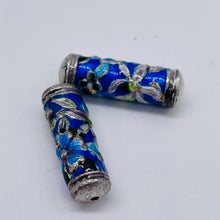 Load image into Gallery viewer, Flowers 2 Enameled Beads 20mm Tube Beads 10517