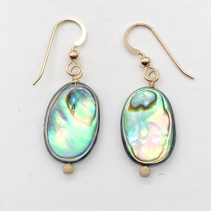Abalone 14K Gold Filled Drop Earrings | 1 1/4" Long | Blue | 1 Pair Earrings |