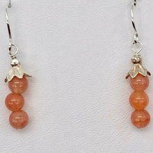 Load image into Gallery viewer, Sterling Silver Peach Chalcedony with Silver Accent Earrings | 1 3/8 inches long |