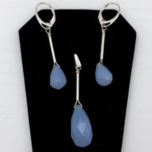 Load image into Gallery viewer, Blue Chalcedony Designer Sterling Silver Pendant and Earrings Jewelry Set