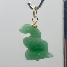 Load image into Gallery viewer, Aventurine Snake Pendant Necklace | Semi Precious Stone Jewelry | 14k Pendant