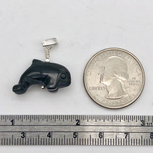 Happy Obsidian Orca Whale and Sterling Silver Pendant | 1.06" Long | 509301ORS - PremiumBead Alternate Image 4