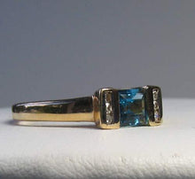 Load image into Gallery viewer, Blue topaz & Diamonds Solid 14Kt Yellow Gold Ring Size 7 9982Aj - PremiumBead Alternate Image 3