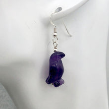 Load image into Gallery viewer, Amethyst Sterling Silver Dangle Penguin Earrings | 1 1/2" Long| Purple | 1 Pair|
