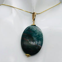 Load image into Gallery viewer, Rare Huge Bloodstone & 14K Gold Filled Oval Pendant | 2" Long |