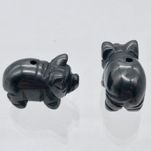 Load image into Gallery viewer, Oink 2 Carved Hematite Pig Beads | 21x13x9.5mm | Silvery Grey - PremiumBead Alternate Image 2
