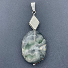 Load image into Gallery viewer, Ocean Jasper Sterling Silver Oval Pendant | 2" Long | Green | 1 Pendant |