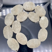 Load image into Gallery viewer, Druzy Quartz Oval Bead 16" Strand | 31x21x9mm | White Crystal | 13 Beads }