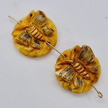 Load image into Gallery viewer, 2 Carved Butterfly/Rose Waterbuffalo Bone Beads 7553