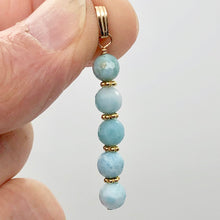 Load image into Gallery viewer, Larimar Faceted Round Bead 14k Gold Filled Pendant | 1.75" Long | Blue White |