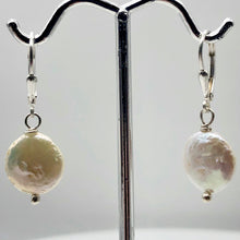 Load image into Gallery viewer, Stunning Creamy Coin Fresh Water Pearl Drop Earrings in Sterling Silver| 1 3/4"| - PremiumBead Alternate Image 6