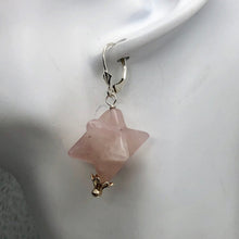 Load image into Gallery viewer, Rose Quartz Sterling Silver Merkaba Star | 1.75" Long | Pink | 1 Earrings