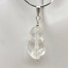 Load image into Gallery viewer, Hand Carved Quartz Female Laughing Buddha Pendant with Silver Findings | 1 3/4" - PremiumBead Primary Image 1