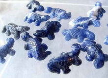 Load image into Gallery viewer, 2 Carved Snappy Sodalite Lizard Beads | 27x15x7mm | Blue white - PremiumBead Alternate Image 2