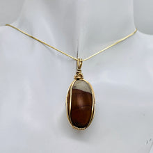 Load image into Gallery viewer, Jasper 14KGF Wire Wrap Oval | 1 3/4&quot; Long | Tan Gray | 1 Pendant
