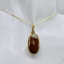 Load image into Gallery viewer, Jasper 14KGF Wire Wrap Oval | 1 3/4" Long | Tan Gray | 1 Pendant