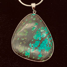 Load image into Gallery viewer, Natural Turquoise 90ct Sterling Silver Pendant | 2 1/2x1 3/4" | Blue/Black | 1 |