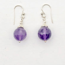 Load image into Gallery viewer, Faceted 10mm Amethyst and Sterling Earrings 309385