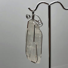 Load image into Gallery viewer, Kunzite Wire-Wrap Clear Crystal Sterling Silver Pendant | 2 1/4 Inch Long |