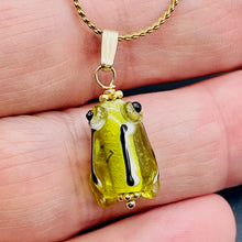 Load image into Gallery viewer, Lampwork Frog 14K Gold Filled Frog | 1" Long | Peridot | 1 Pendant |