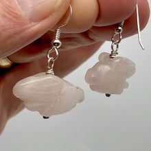 Load image into Gallery viewer, Rose Quartz Bunny Rabbit Sterling Silver Earrings | 1 1/4 inch long |