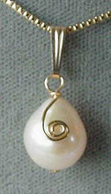 Load image into Gallery viewer, Elegant Tear-Drop Cream Freshwater Pearl and 14K Gf Wire Spiral Pendant! 4729A - PremiumBead Primary Image 1