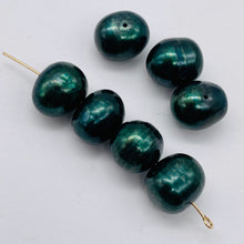 Load image into Gallery viewer, 7 Deep Emerald Green 10mm Green Freshwater Pearls Beads 9603