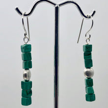 Load image into Gallery viewer, Exotic! Malachite Cube Beads Sterling Silver Earrings! | 1 7/8 inch Long |